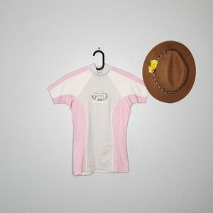 Pinnacle Size S Pink White Kids Swim Shirt Rashguard